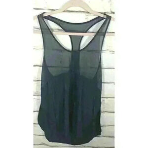 Lululemon Womens Size 6 Teal Green Tank Top Slit Sides Sheer